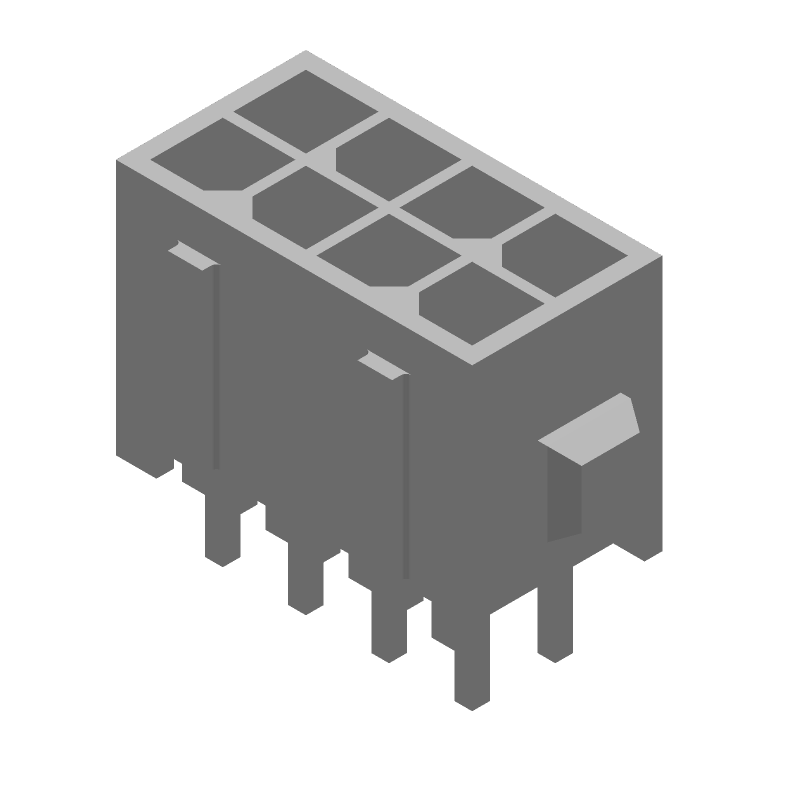 8 Pos Wire-to-Board HDR, 5A, 250V, Gold Contact, Vertical Mount