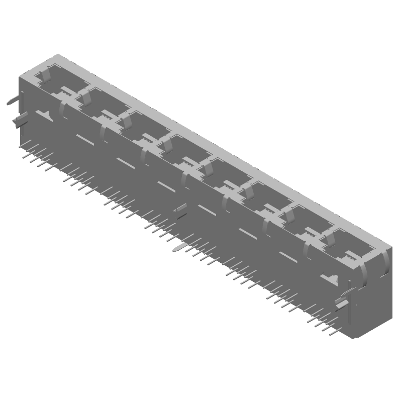 Shielded 1x8 RJ45 Connector, Gold, 1.5A, 150V, Right Angle