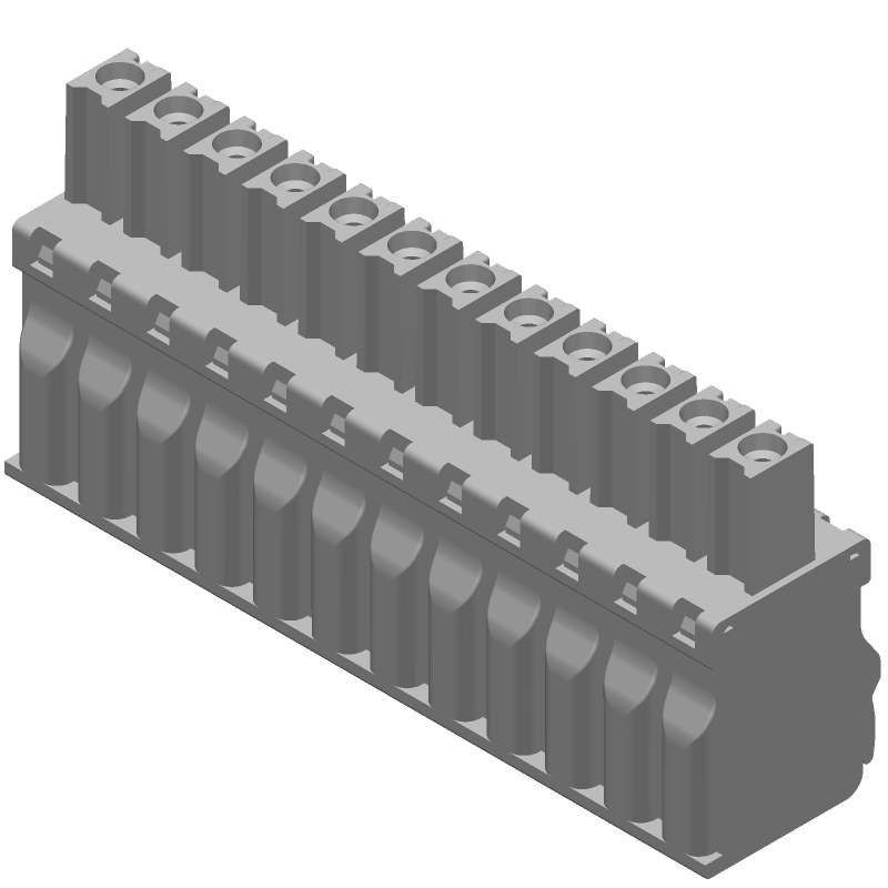 12 Pos Green Terminal Block, 300V, 11A, Push-In, Cable Mount