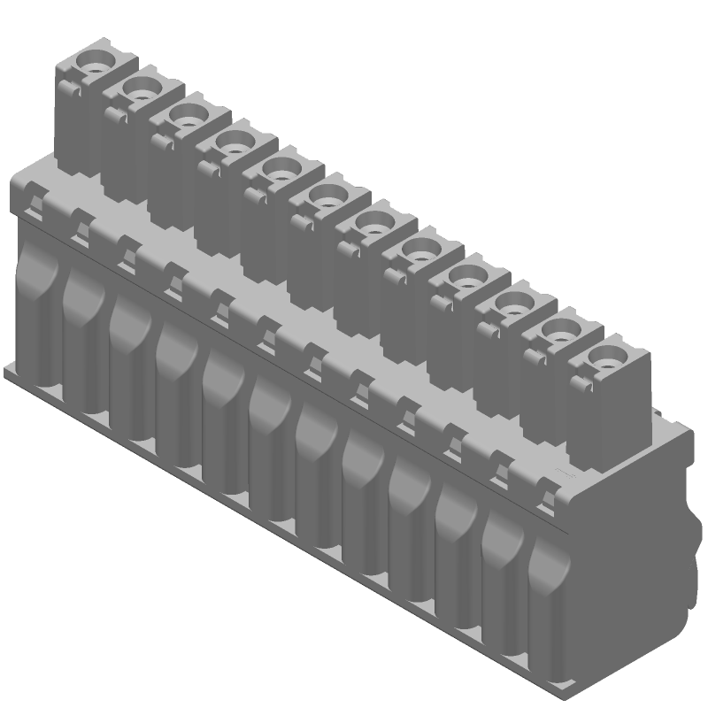 12 Pos Terminal Block, 3.81mm Pitch, Right Angle, Push-In, 300V, 11A