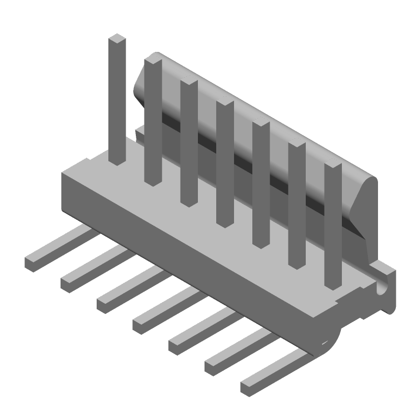 7 Pos 2.54mm RA Solder Header, Male, 5A, Gold Contact