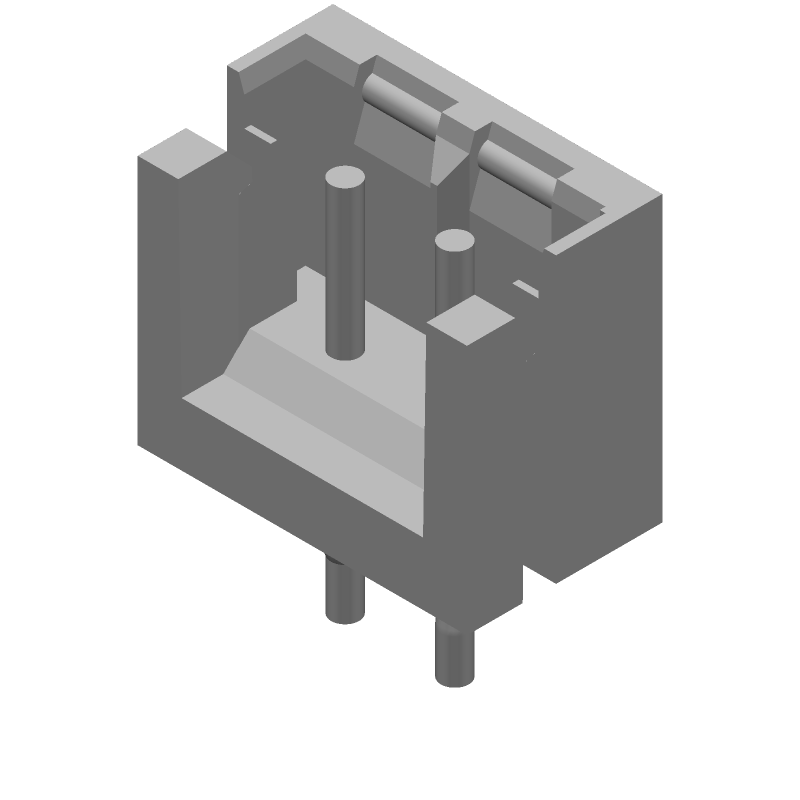 2 Pos 2.5mm Shrouded Header, Male, Tin, Thru-Hole