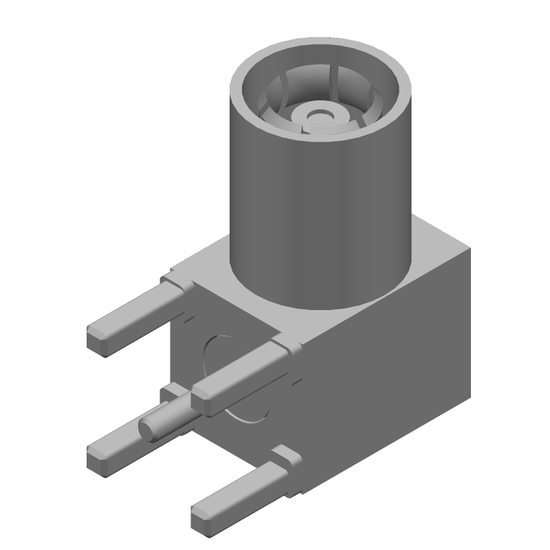 SMB Right Angle Male RF Connector, 3GHz, 50 Ohm, Gold/Nickel