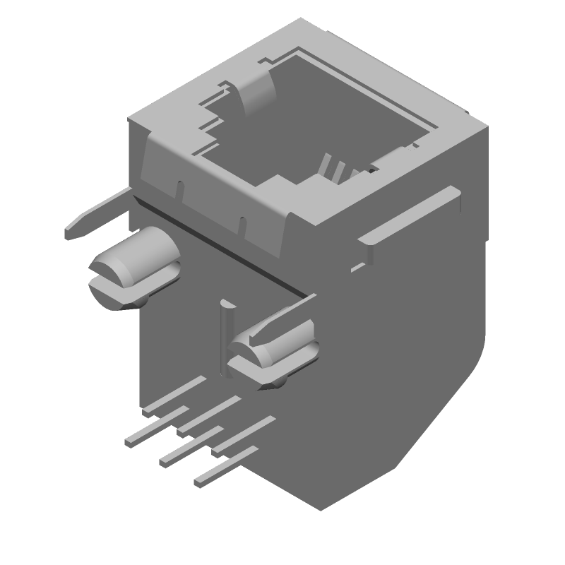 RJ11 Connector, 6 Pos, Right Angle, Solder, Shielded, Cat 3