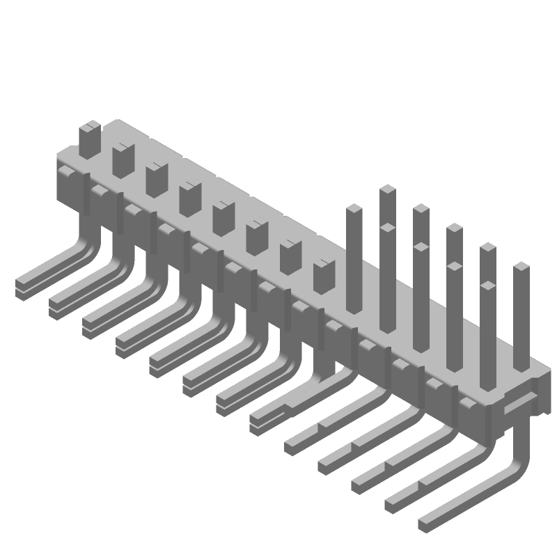 26 Pos 2.54mm Pitch Male Pin Header, 5A, Tin, Green PBT, RA TH