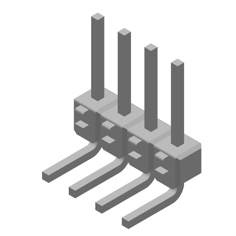 4 Pos RA Header 2.54mm Thru-Hole Tin Male Pin 3A 5A