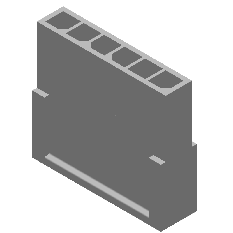 6 Pos Crimp Wire Housing, Male Pin, 5A, 250V, Black
