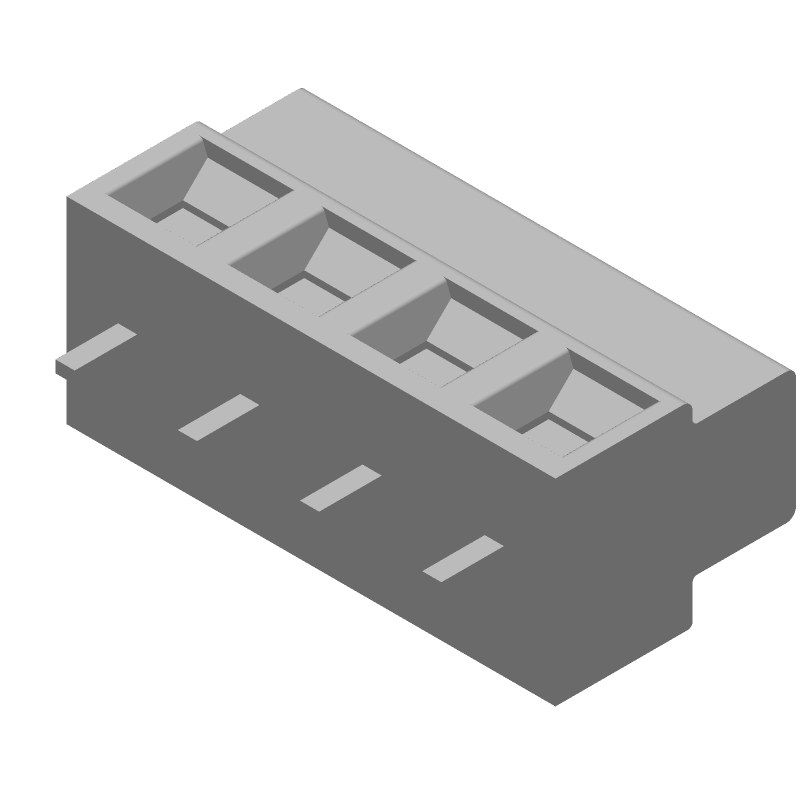 4 Pos Terminal Block, 5.08mm Pitch, 10A, 300V, Solder, Thru-Hole
