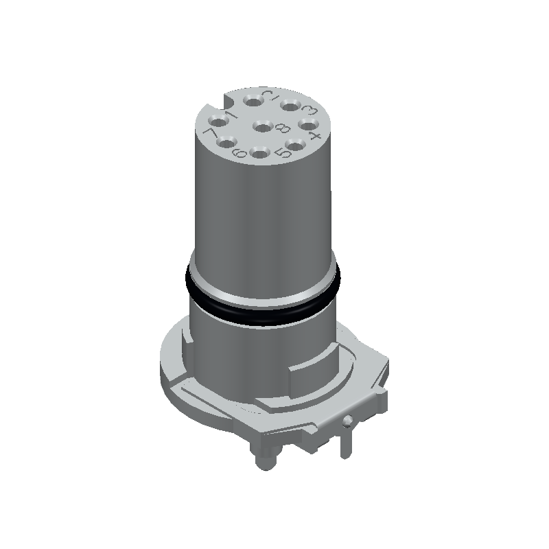 8 Pos Female Circular Connector, Gold, Solder, 2A, 30V, IP67