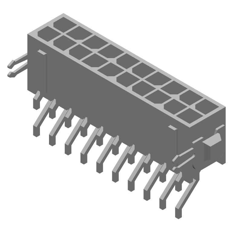 Power Connector, 20 Pos, 5A, 250V, RA SMD, Gold Contact