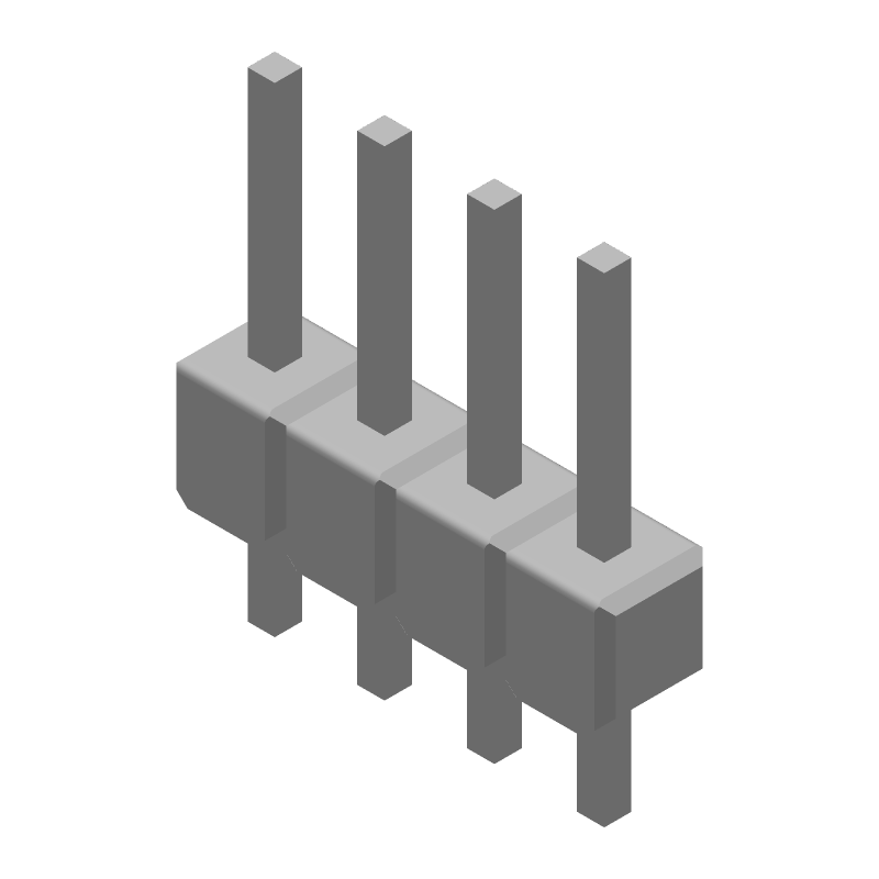 4 Pos 2.54mm Gold Male Header, Thru-Hole, PBT, UL94 V-0