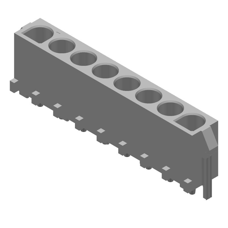8 Pos Rectangular Power Connector, Wire-to-Board, 19A, Gold