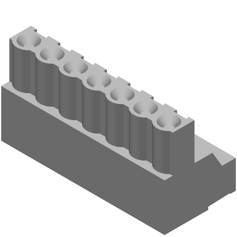 7 Pos 5.08mm Pitch RA Screw Terminal Block, 15A, 300V, Green