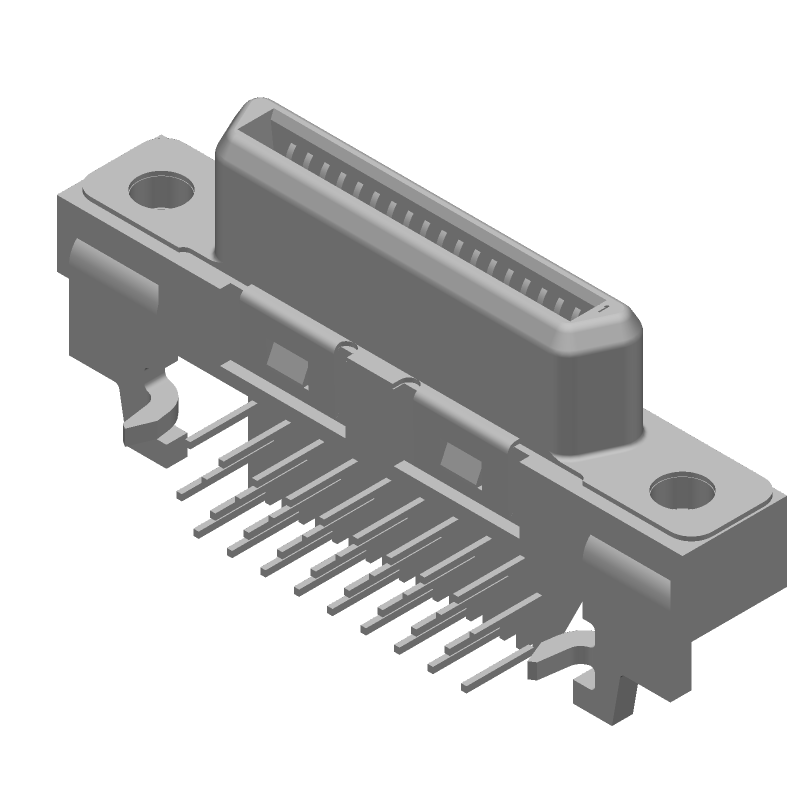 36 Pos VHDCI RA Solder Female Connector, 0.8mm Pitch, Shielded