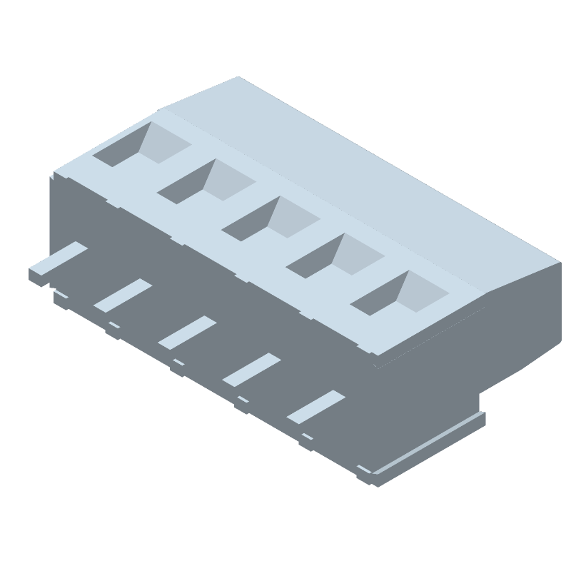 5 Pos, 5A, 300V, 5.08mm Pitch, Screwless Terminal Block