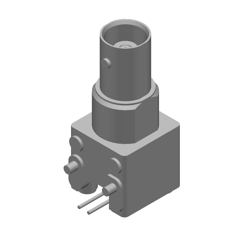 75 Ohm BNC RF Connector, Female, Right Angle, PCB Mount, 2GHz