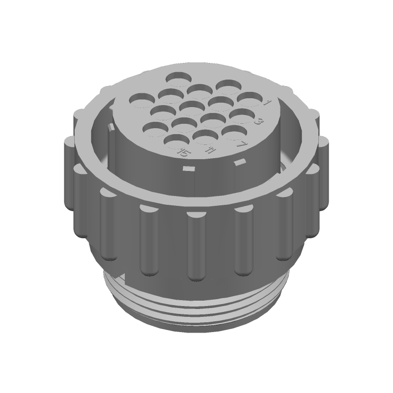 16 Pos Circular Socket Connector, Crimp, Straight, 600V, IP65