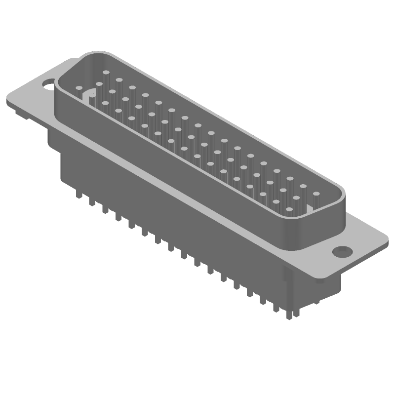 50 Pos D-Sub Connector, Male, Straight, Solder, Gold/Tin Plated Brass