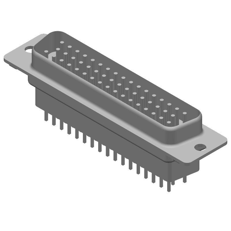 50 Pos D-Sub Plug, Male, Straight, Solder, Gold/Tin Plated