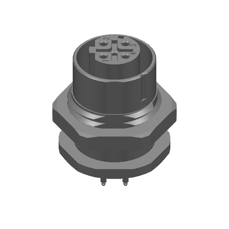 4 Pos Female Circular Connector, 4A, 250V, Solder, Shielded, IP67