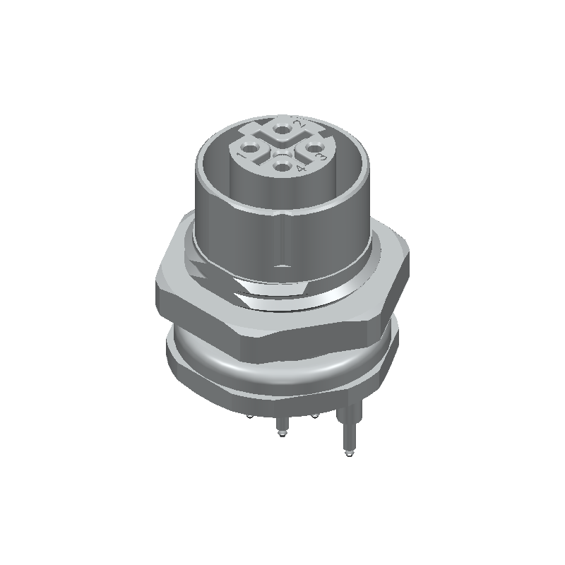 4-Pos Circular Connector, Female, Solder, 4A, 250V, IP67