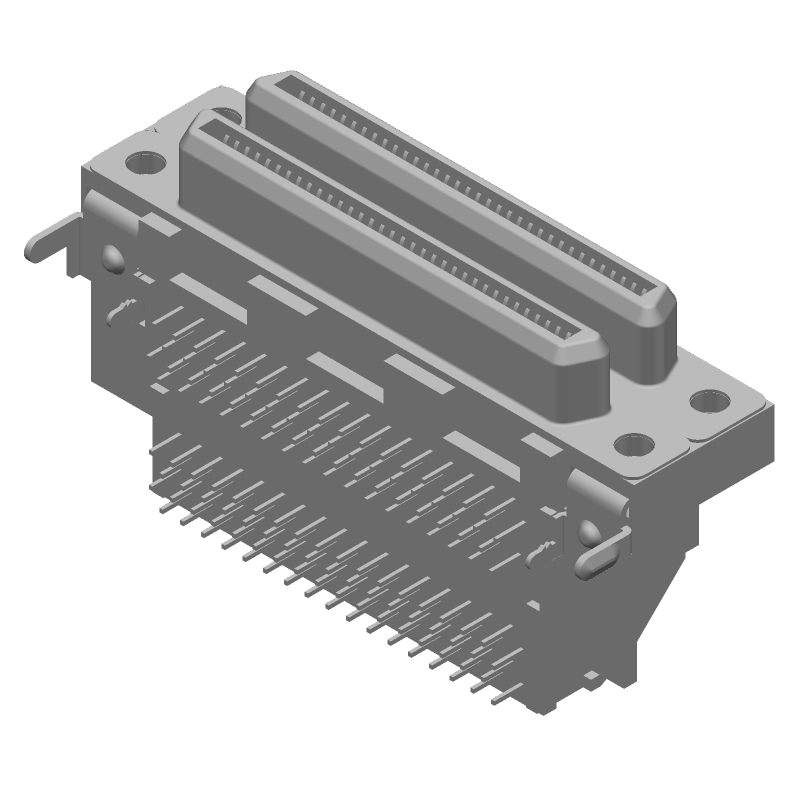 VHDCI RA Solder Connector 68 Pos 2 Port Shielded 136 Term
