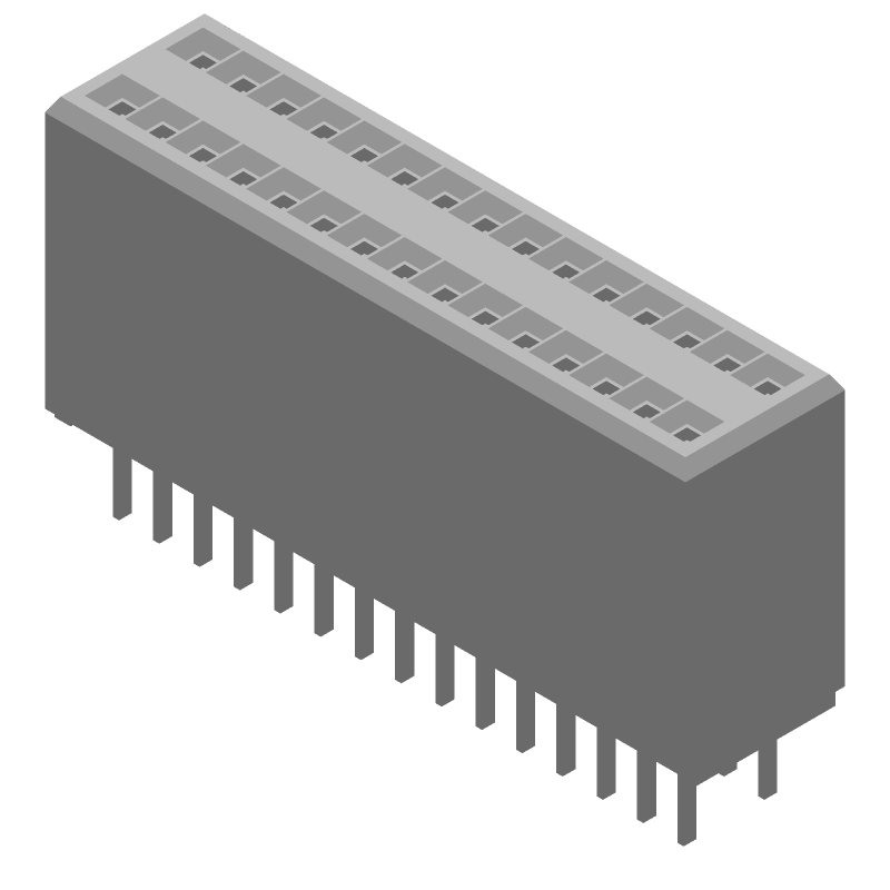 30 Pos 1.27mm Female Socket Header, Straight, Thru-Hole, 4A, Gold