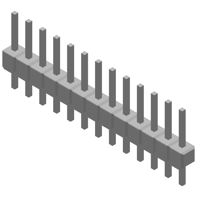 13 Pos 2.54mm Gold Pin Header, Thru-Hole, PBT, Green
