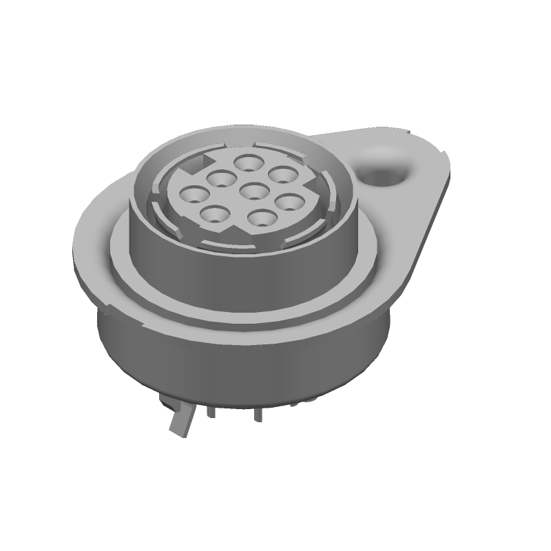 8 Pos Shielded Circular Connector, Female, Solder, Thru-Hole, 1A, 30V