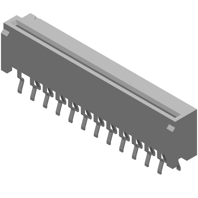 24 Pos FFC/FPC Connector, 1.25mm Pitch, ZIF, Straight, Thru-Hole