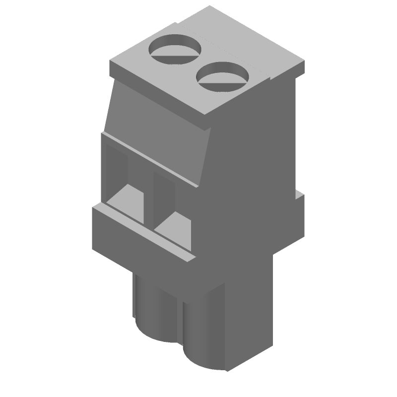 2-Pos Vertical Terminal Block, 15A, 300V, Green, Tin Bronze