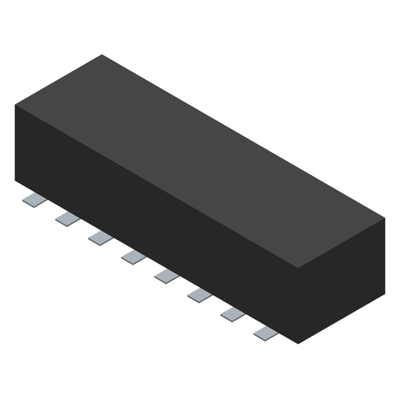 Slide Dip Switch, 8 Switches, SPST, Latched, 0.1A, 20VDC, Solder Terminal, Surface Mount-straight, ROHS COMPLIANT