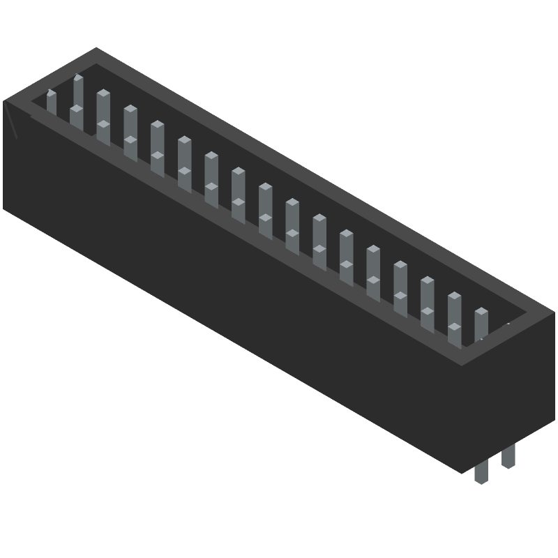 34 Pos 2 Row 0.1" Pitch Male Header, Solder, Black