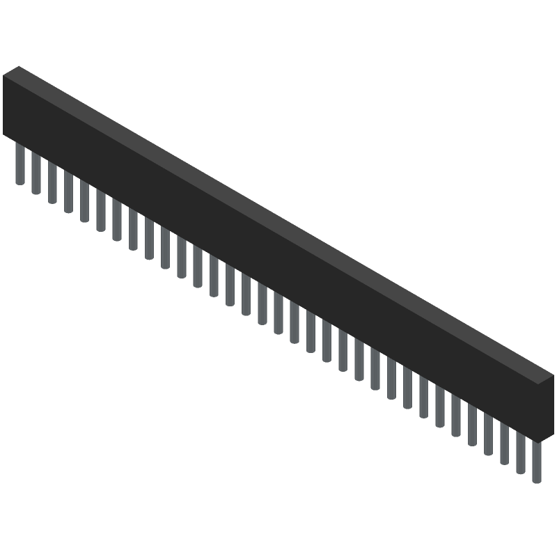 33 Pos 2mm Socket Strip Header, Gold Plated, Thru-Hole