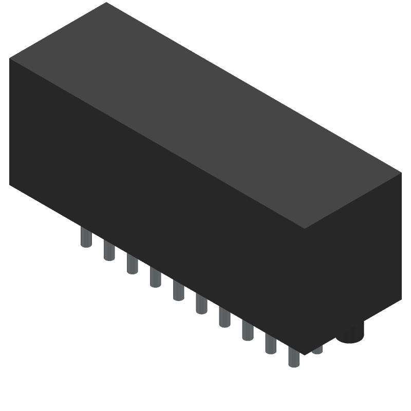 Board Connector, 20 Contact(s), 2 Row(s), Male, Straight, 0.1 inch Pitch, Solder Terminal, Receptacle,