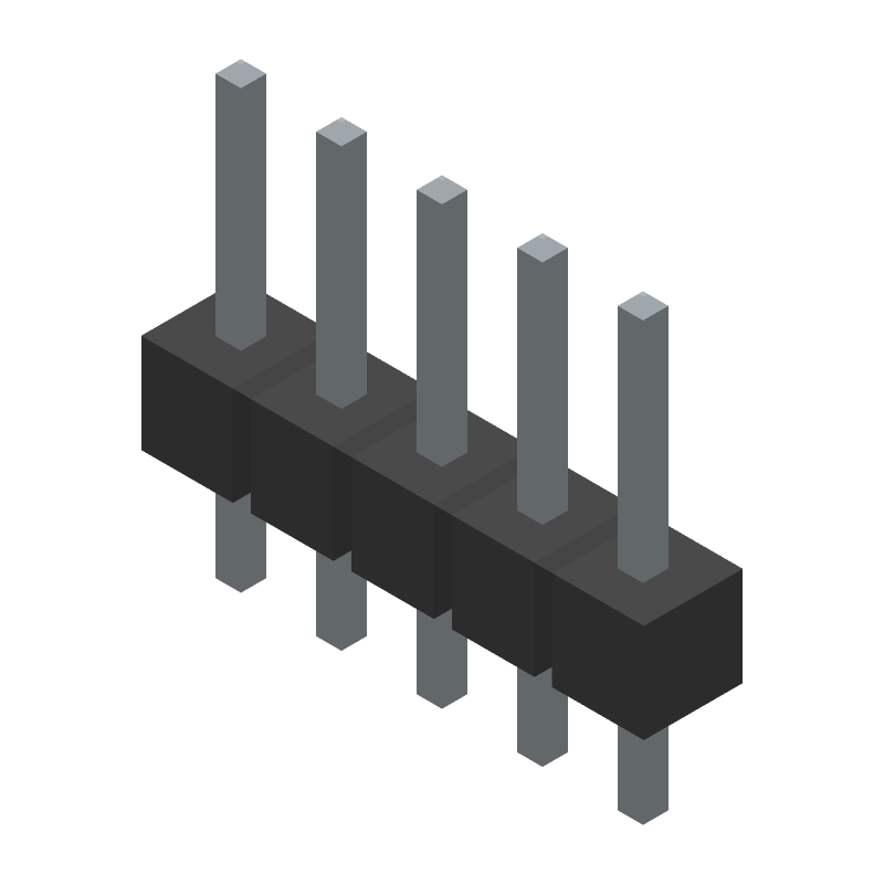 Board Connector, 5 Contact(s), 1 Row(s), Male, Straight, 0.1 inch Pitch, Solder Terminal, Black Insulator, Receptacle, ROHS COMPLIANT