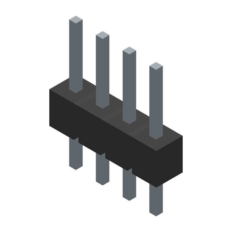 Board Connector, 4 Contact(s), 1 Row(s), Male, Straight, 0.1 inch Pitch, Solder Terminal, Black Insulator, Receptacle, ROHS COMPLIANT