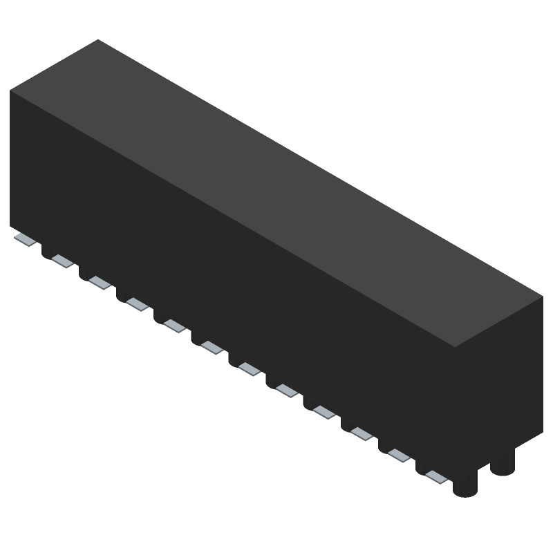 24 Pos 2.54mm SM Socket Header, 2 Rows, Gold, 3A