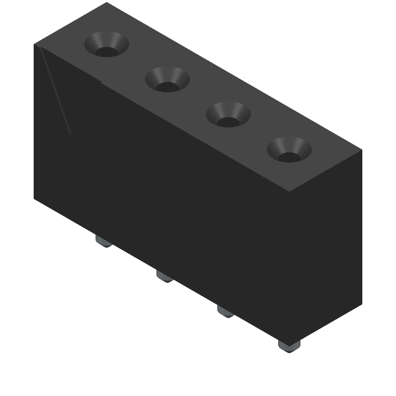 4 Pos Male Power Connector, 20A, 600V, Solder, Through Hole