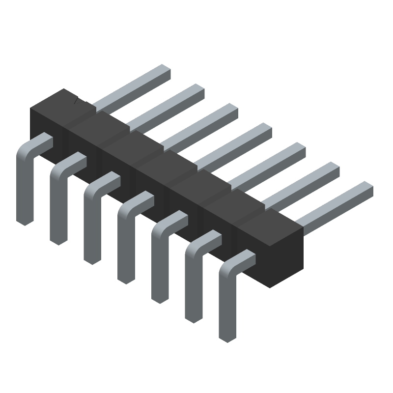 Board Connector, 7 Contact(s), 1 Row(s), Male, Right Angle, 0.1 inch Pitch, Solder Terminal, Receptacle, ROHS COMPLIANT