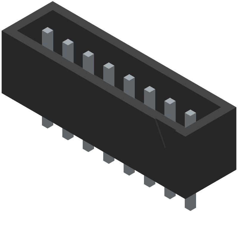 8 Pos 2mm Shrouded Header HDR, Male Pin, Solder, 3A, 250V
