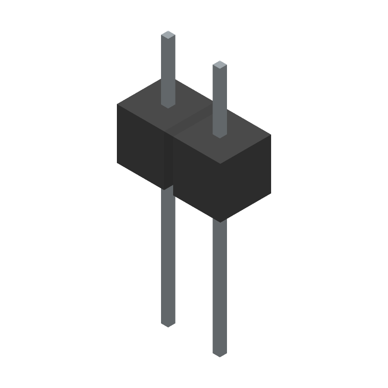 2 Pos 1 Row Header, 2.54mm Pitch, Straight, 3A, 350V, Gold Plated