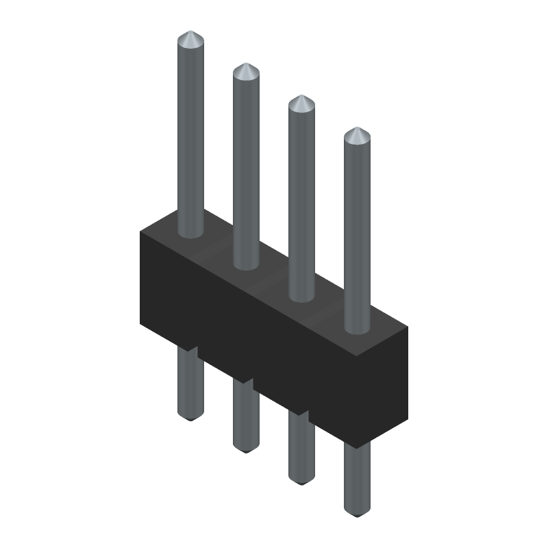 4 Pos 1 Row 2.54mm Pitch Male Header Connector, 4A, 250V