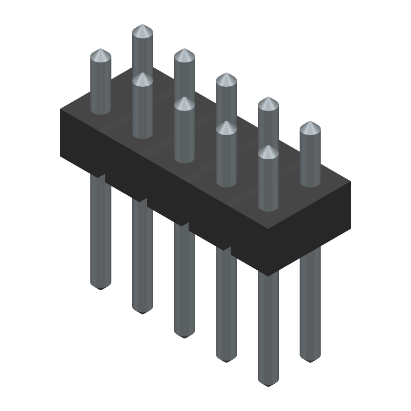 10 Pos 2 Row 2.54mm Pitch Male Header, Straight, Solder, 3A, 350V