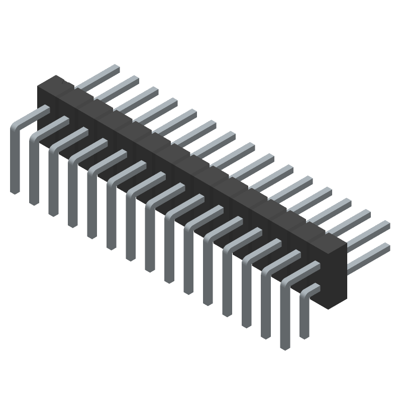 30 Pos 2 Row RA Header, 2.54mm Pitch, Gold Plated