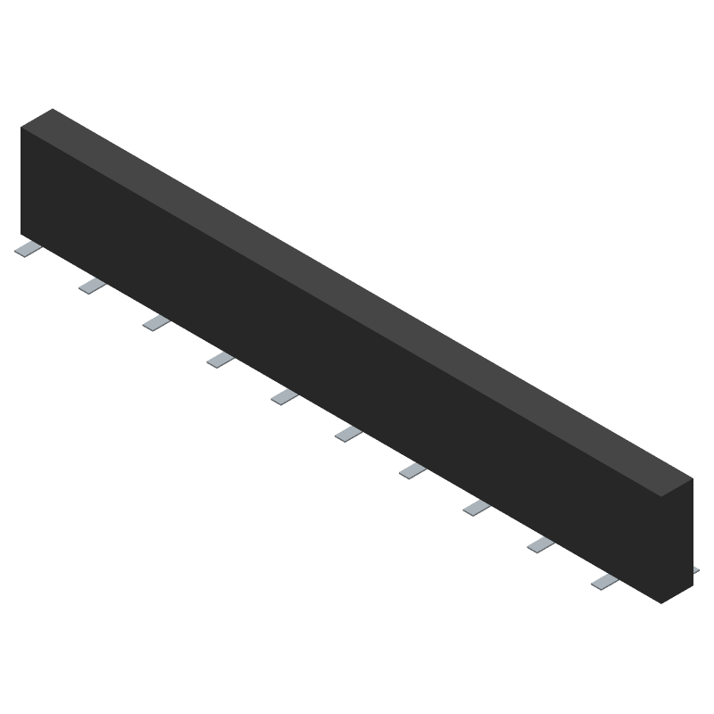 20 Pos 2.54mm SMD Socket Header, Straight, Gold, 6.9A
