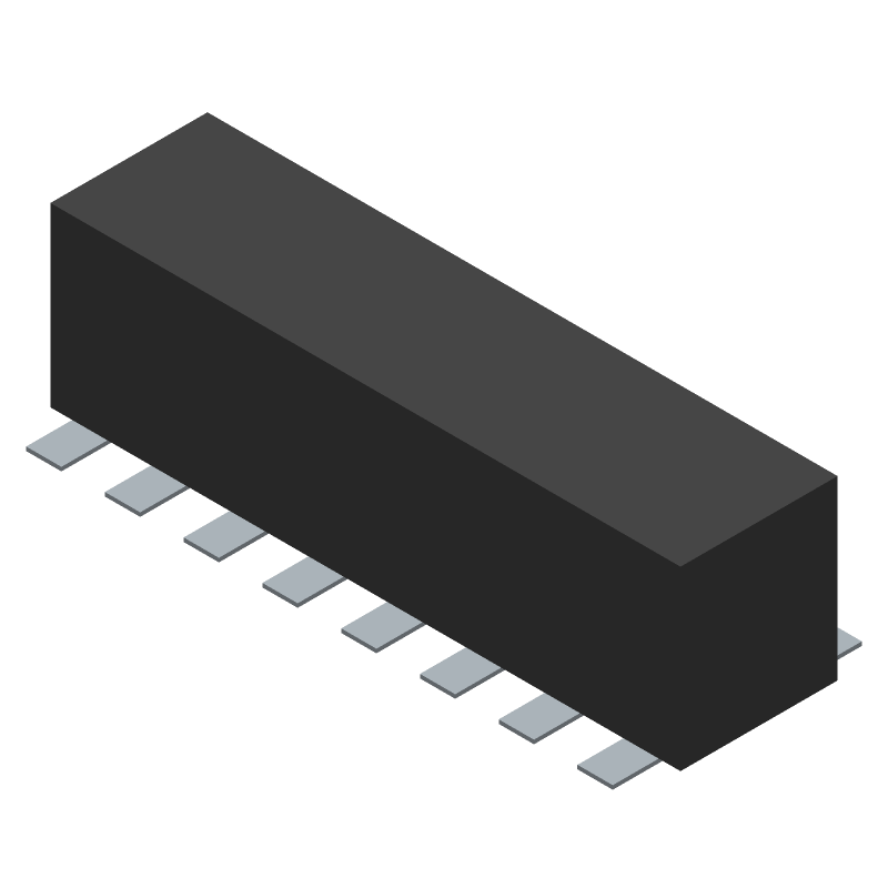 16 Pos 2mm Socket Strip, Straight, SMD, Gold, Black