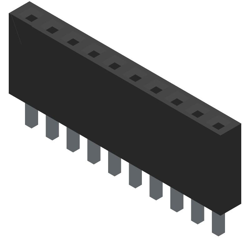 10 Pos 2.54mm Socket Header, Thru-Hole, 250V, Tin/Bronze
