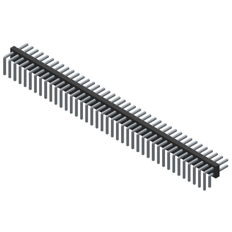 80 Pos 2mm Pitch Shrouded Header, Male, Gold, 1A, 1kV, Thru-Hole