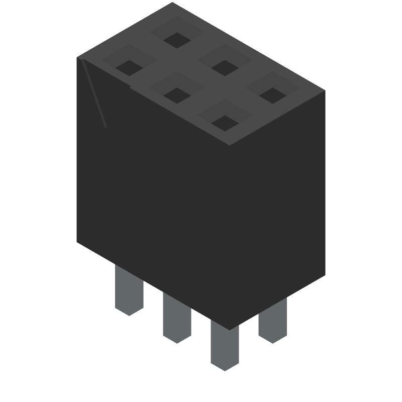 6 Pos 2.54mm Socket Header, Thru-Hole, Tin, UL94 V-0